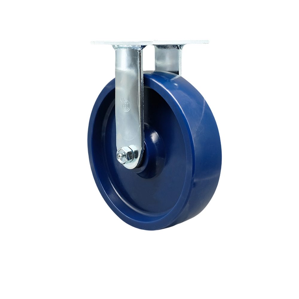 Stainless Steel Heavy Duty Rigid Top Plate Caster with 8 Inch Solid Polyurethane Wheel and Delrin Bearings - 1,200 lbs. Capacity/Caster - Service Caster Brand — photo 1