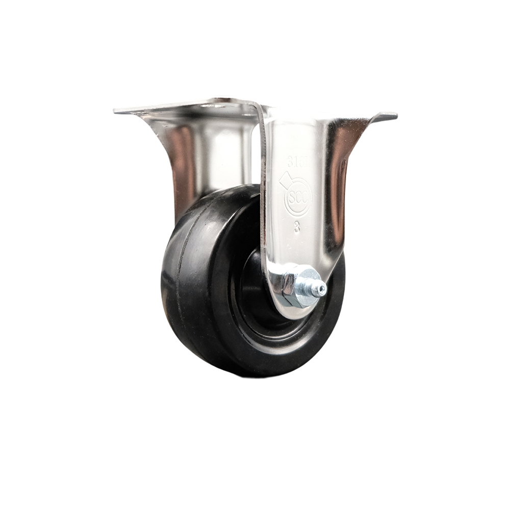 Hard Rubber Rigid Top Plate Caster with 3 Inch Black Caster Wheel - 316 Stainless Steel Caster - 275 lbs. Capacity Per Caster - Service Caster Brand — photo 1