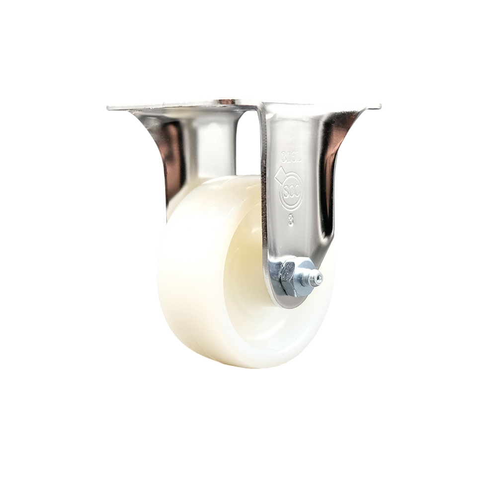 Nylon Rigid Top Plate Caster with 3 Inch White Caster Wheel - 316 Stainless Steel Caster - 300 lbs. Capacity Per Caster - Service Caster Brand — photo 1