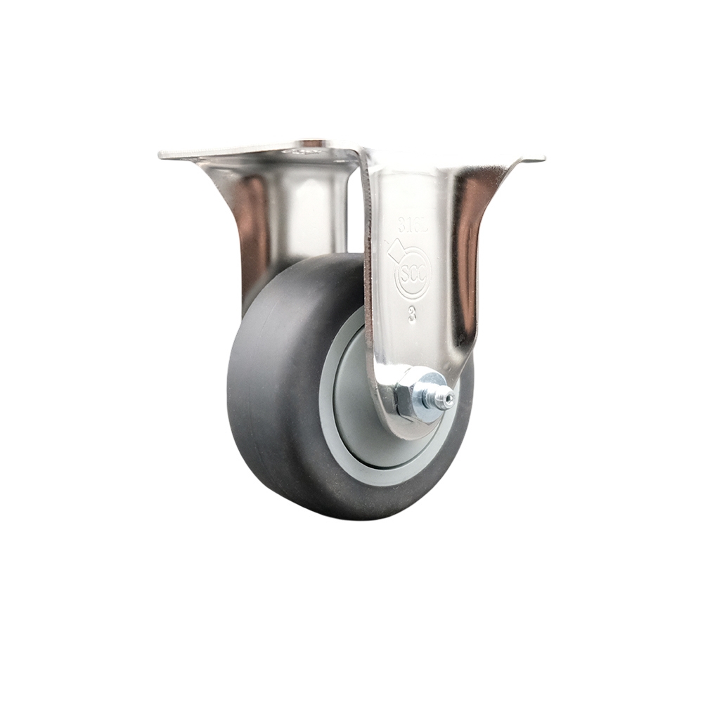 Thermoplastic Rubber Rigid Top Plate Caster with 3.5 Inch Gray Caster Wheel - 316 Stainless Steel Caster - 230 lbs. Capacity Per Caster - Service Caster Brand — photo 1