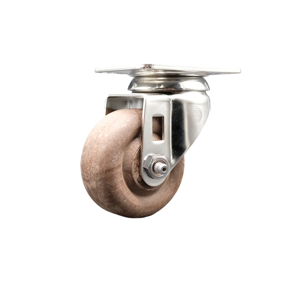 High Temperature Glass Filled Nylon Swivel Bolt Hole Caster with 3.5 Inch Brown Caster Wheel - 316 Stainless Steel Caster - 350 lbs. Capacity Per Caster - Service Caster Brand — photo 1