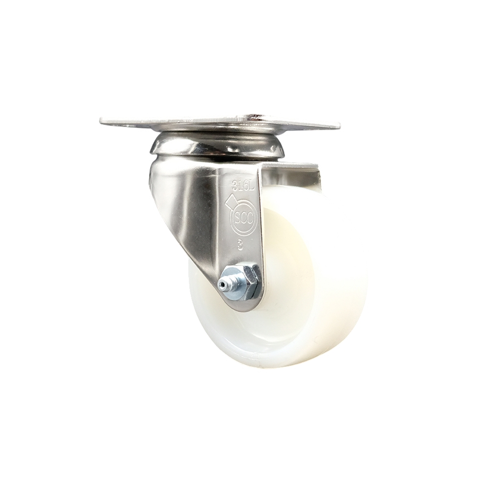 Nylon Swivel Top Plate Caster with 3 Inch White Caster Wheel - 316 Stainless Steel Caster - 300 lbs. Capacity Per Caster - Service Caster Brand — photo 1