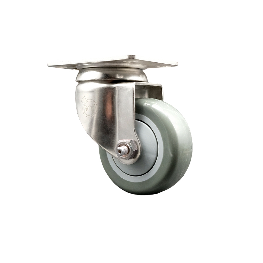 Polyurethane Swivel Top Plate Caster with 3.5 Inch Gray Caster Wheel - 316 Stainless Steel Caster - 300 lbs. Capacity Per Caster - Service Caster Brand — photo 1