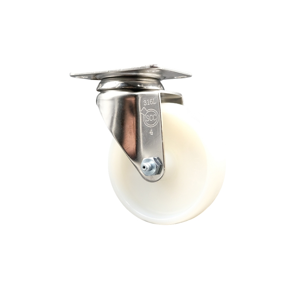 Nylon Swivel Top Plate Caster with 4 Inch White Caster Wheel - 316 Stainless Steel Caster - 300 lbs. Capacity Per Caster - Service Caster Brand — photo 1
