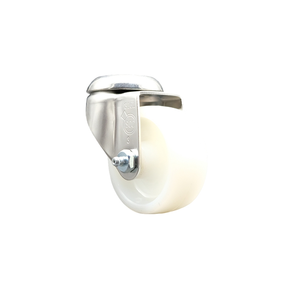 Nylon Swivel Bolt Hole Caster with 3 Inch White Caster Wheel - 316 Stainless Steel Caster - 300 lbs. Capacity Per Caster - Service Caster Brand — photo 1