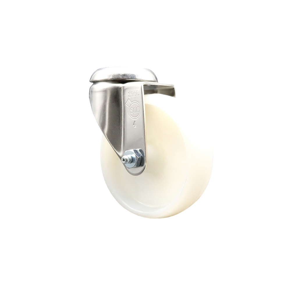 Nylon Swivel Bolt Hole Caster with 4 Inch White Caster Wheel - 316 Stainless Steel Caster - 300 lbs. Capacity Per Caster - Service Caster Brand — photo 1