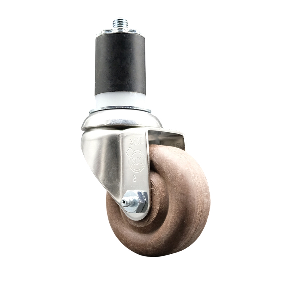 High Temperature Glass Filled Nylon Swivel Stem Caster with 3 Inch Brown Caster Wheel - 1-3/4" Expanding Stem - 316 Stainless Steel Caster - 350 lbs. Capacity Per Caster - Service Caster Brand — photo 1