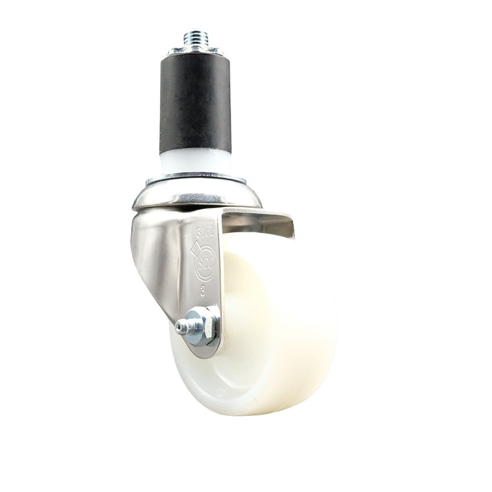 Nylon Swivel Stem Caster with 3 Inch White Caster Wheel - 1-1/2" Expanding Stem - 316 Stainless Steel Caster - 300 lbs. Capacity Per Caster - Service Caster Brand — photo 1