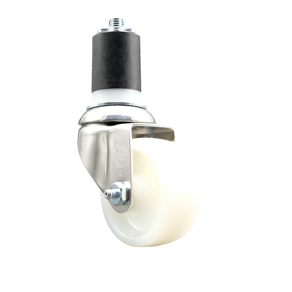 Nylon Swivel Stem Caster with 3 Inch White Caster Wheel - 1-7/8" Expanding Stem - 316 Stainless Steel Caster - 300 lbs. Capacity Per Caster - Service Caster Brand — photo 1