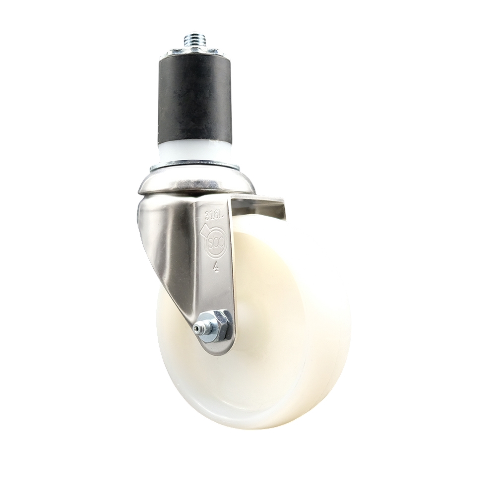 Nylon Swivel Stem Caster with 4 Inch White Caster Wheel - 1-7/8" Expanding Stem - 316 Stainless Steel Caster - 300 lbs. Capacity Per Caster - Service Caster Brand — photo 1