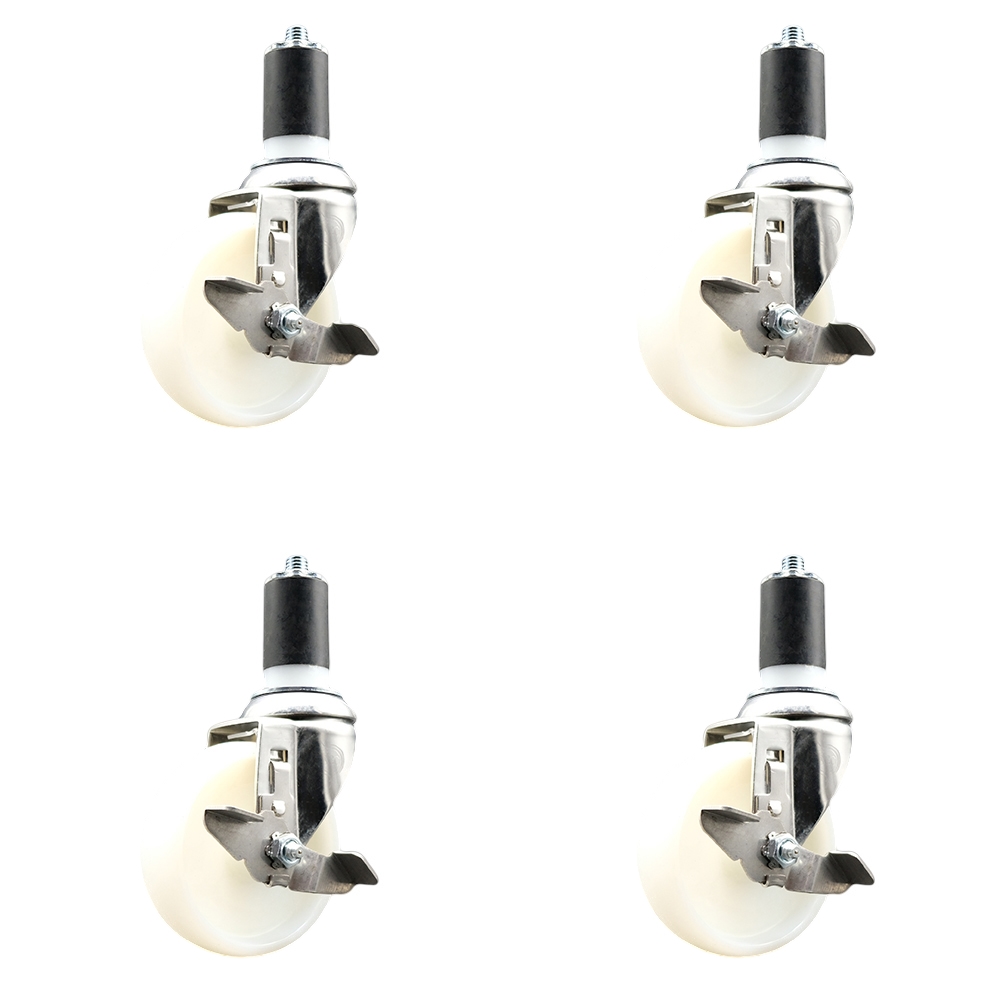 Nylon Swivel Stem Caster Set of 4 with 4 Inch Caster Wheels - 1-1/2" Expanding Stems - 316 Stainless Steel Casters - Includes 4 Swivel Casters with Top Lock Brakes - Service Caster Brand — photo 1