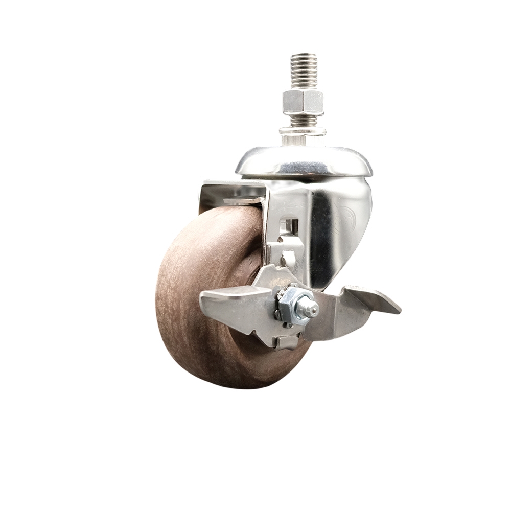 High Temperature Glass Filled Nylon Swivel Stem Caster with 3.5 Inch Caster Wheel and Top Lock Brake-1/2" Threaded Stem- 316 Stainless Steel Caster - 350lbs. Capacity Per Caster - Service Caster Brand — photo 1