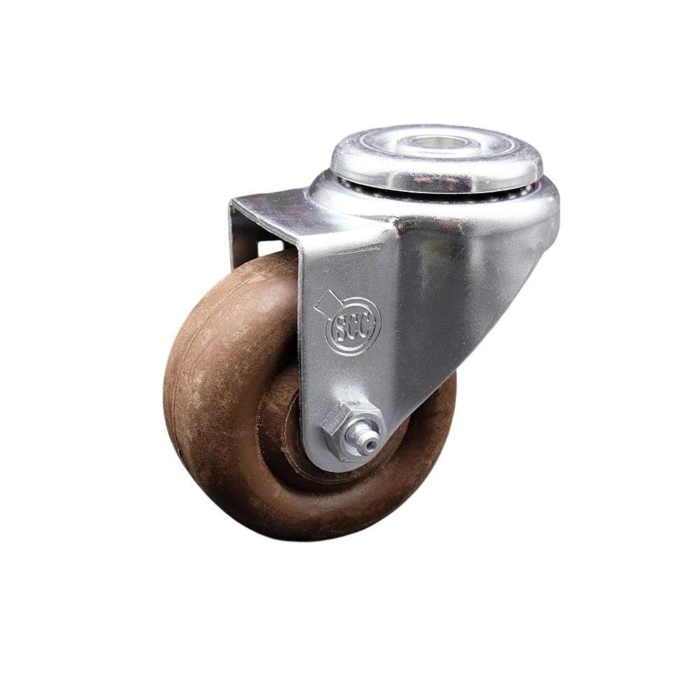 Stainless Steel High Temp Glass Filled Nylon Swivel Bolt Hole Caster w/3.5" x 1.25" Brown Wheel - 350 lbs Capacity/Caster - Service Caster Brand — photo 1