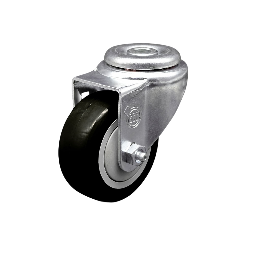 Stainless Steel Polyurethane Swivel Bolt Hole Caster w/3.5" x 1.25"  Black Wheel - 300 lbs Capacity/Caster - Service Caster Brand — photo 1