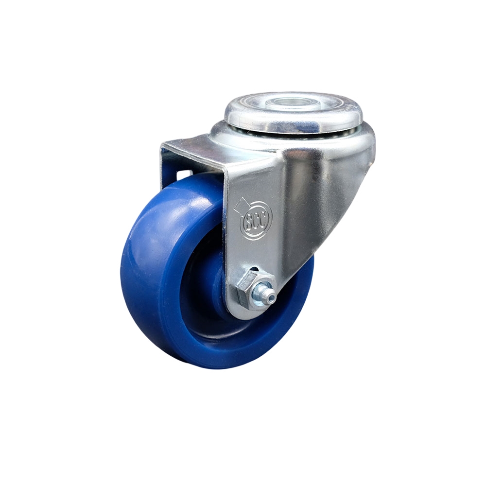 Stainless Steel Solid Polyurethane Swivel Bolt Hole Caster w/3.5" x 1.25" Blue Wheel - 300 lbs Capacity/Caster - Service Caster Brand — photo 1