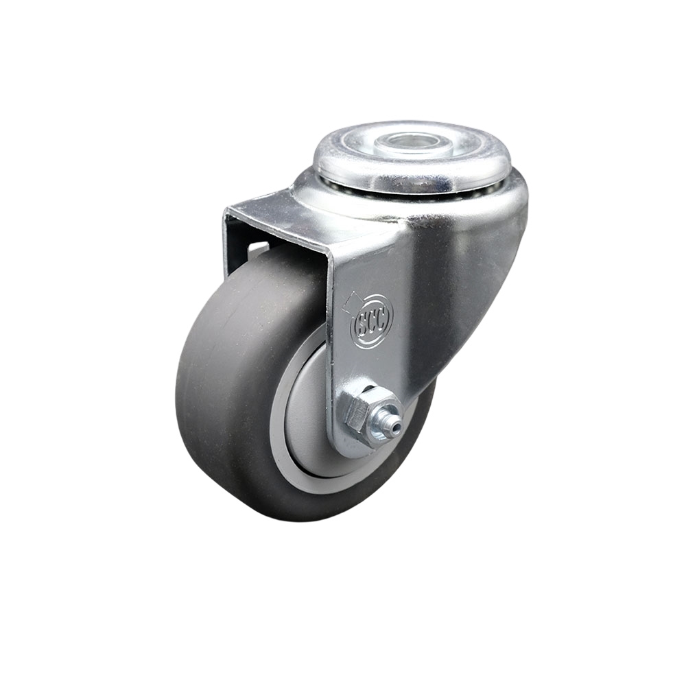 Stainless Steel Thermoplastic Rubber Swivel Bolt Hole Caster - 3.5" x 1.25" Gray Wheel - 230 lbs Capacity/Caster - Service Caster Brand — photo 1