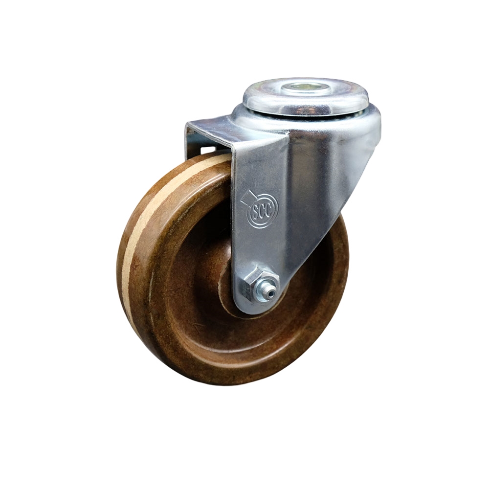 Stainless Steel High Temp Phenolic Swivel Bolt Hole Caster w/4" x 1.25" Brown Wheel - 300 lbs Capacity/Caster - Service Caster Brand — photo 1