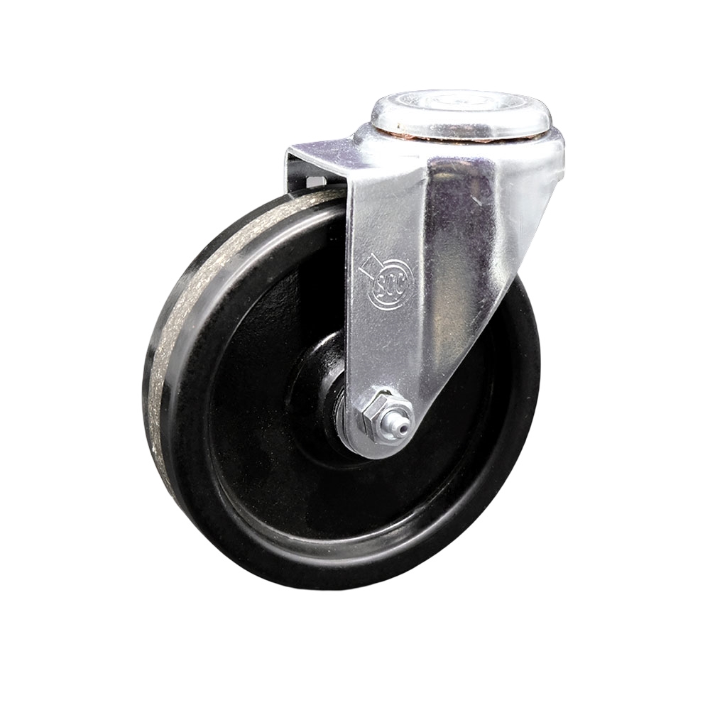 Stainless Steel Phenolic Swivel Bolt Hole Caster w/5" x 1.25" Black Wheel - 300 lbs Capacity/Caster - Service Caster Brand — photo 1