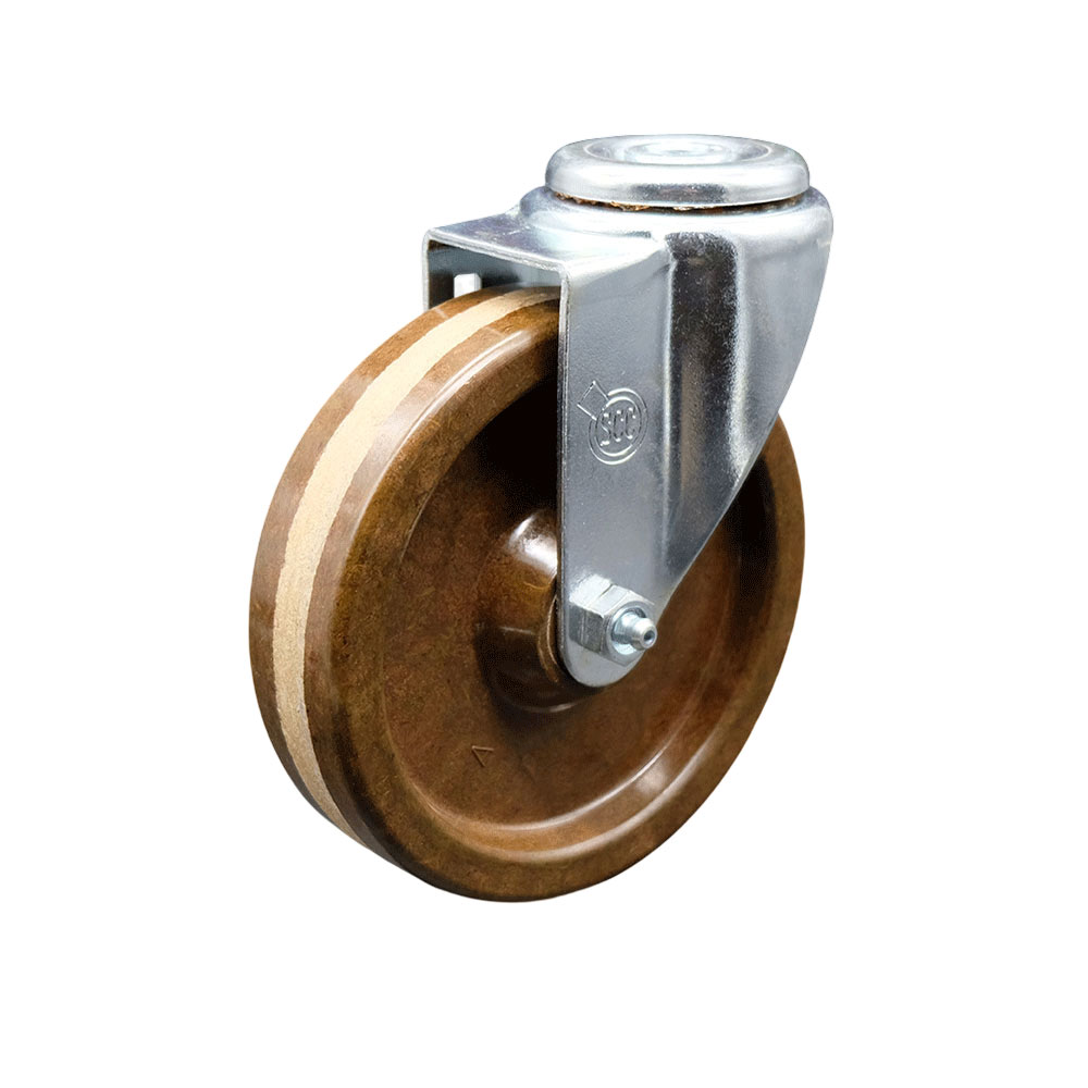 Stainless Steel High Temp Phenolic Swivel Bolt Hole Caster w/5" x 1.25" Brown Wheel - 300 lbs Capacity/Caster - Service Caster Brand — photo 1