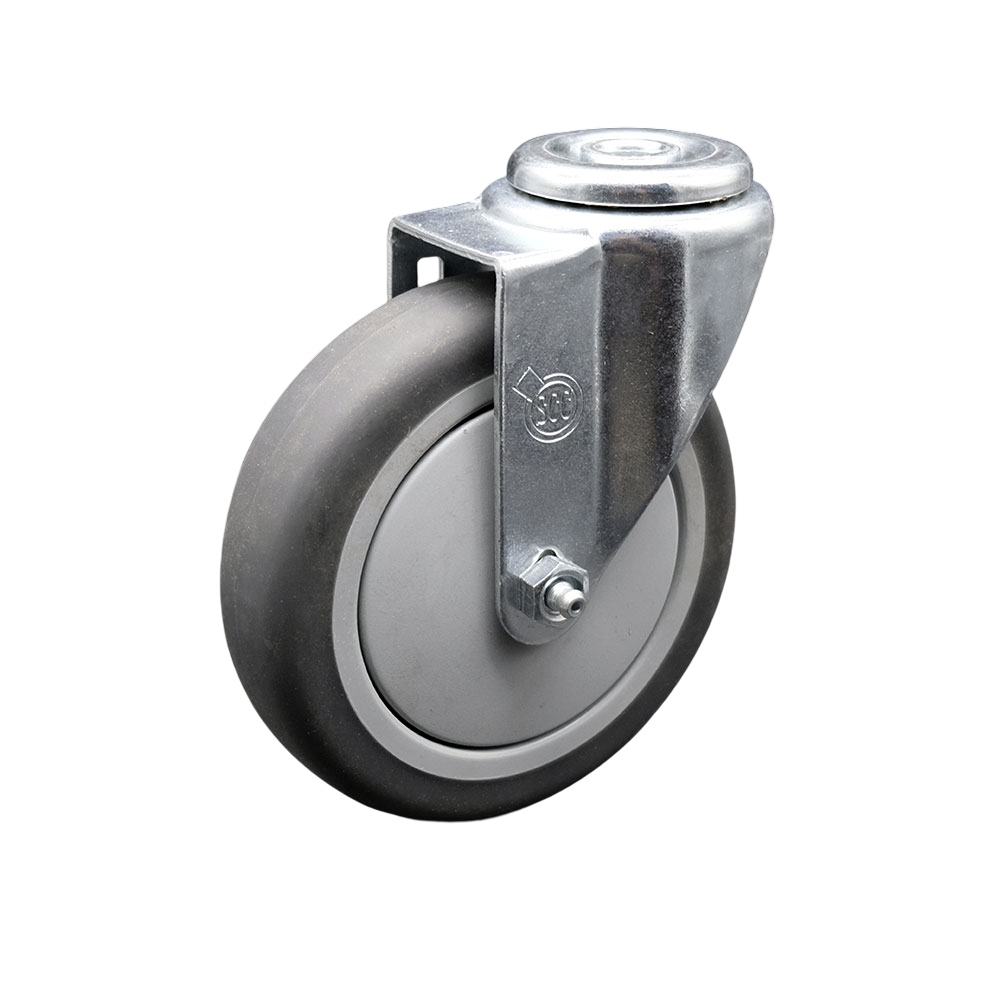 Stainless Steel Thermoplastic Rubber Swivel Bolt Hole Caster - 5" x 1.25" Gray Wheel - 300 lbs Capacity/Caster - Service Caster Brand — photo 1