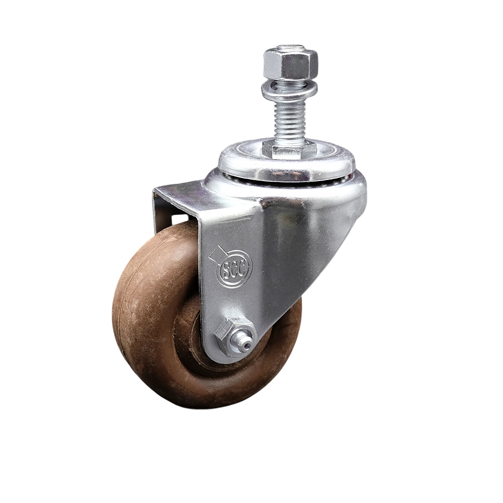 Stainless Steel High Temp Glass Filled Nylon Swivel Threaded Stem Caster w/3" x 1.25" Brown Wheel and 12MM Metric Stem - 350 lbs Capacity/Caster - Service Caster Brand — photo 1