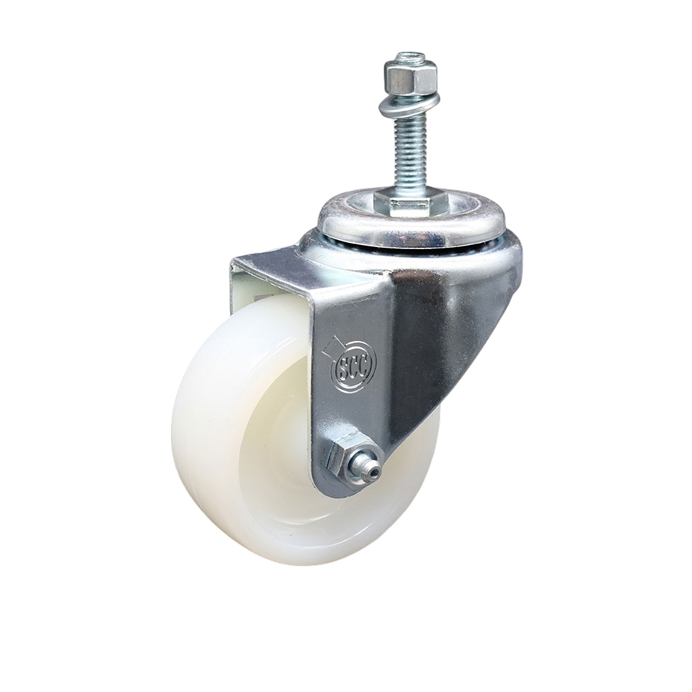 Stainless Steel Nylon Swivel Threaded Stem Caster w/3" x 1.25" White Wheel and 3/8" Stem - 300 lbs Capacity/Caster - Service Caster Brand — photo 1