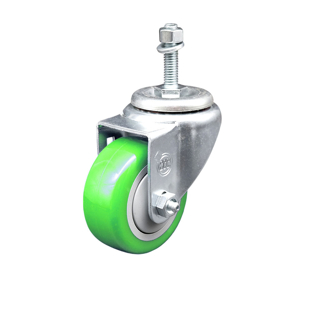 Stainless Steel Polyurethane Swivel Threaded Stem Caster w/3" x 1.25"  Green Wheel and 3/8" Stem - 300 lbs Capacity/Caster - Service Caster Brand — photo 1