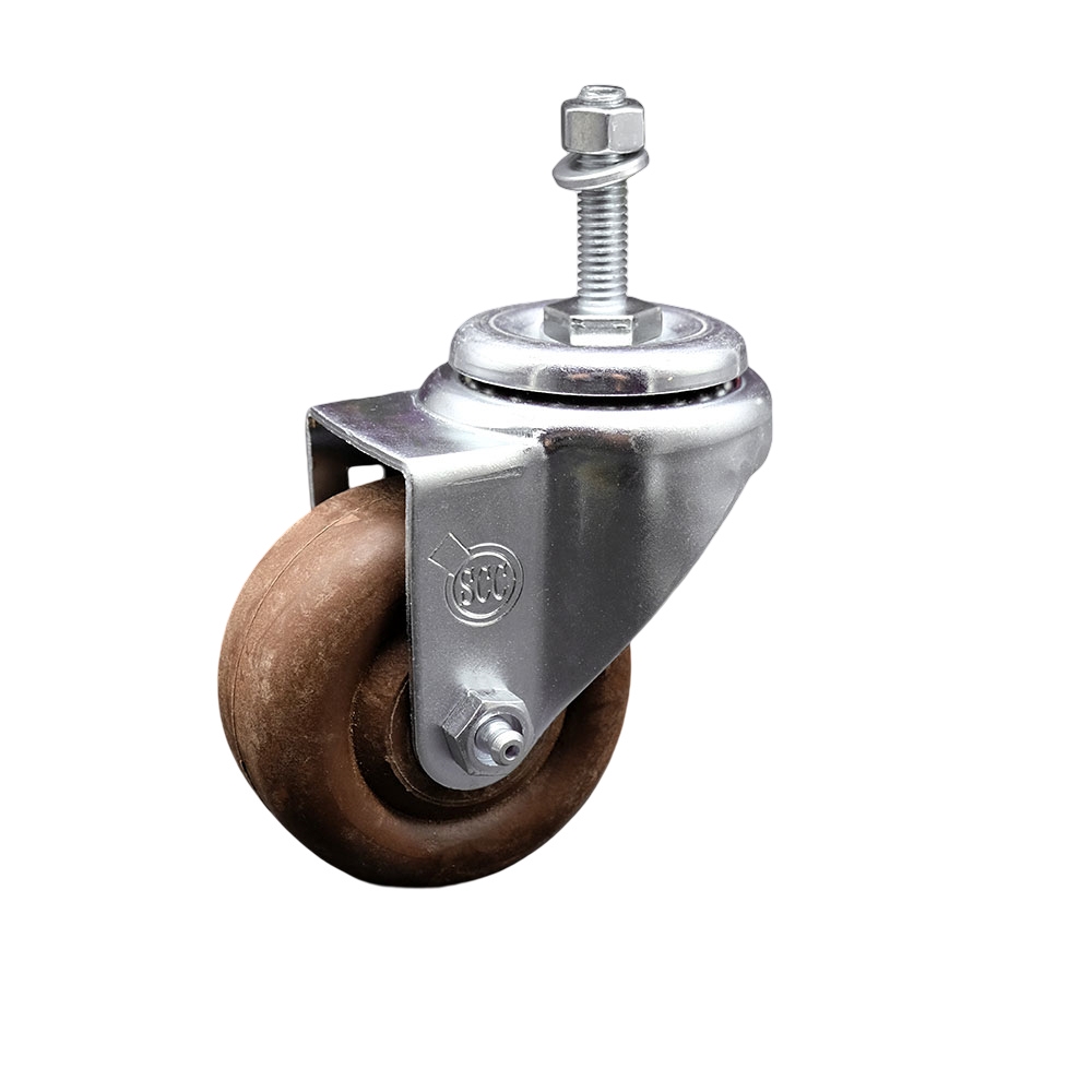 Stainless Steel High Temp Glass Filled Nylon Swivel Threaded Stem Caster w/3.5" x 1.25" Brown Wheel and 3/8" Stem - 350 lbs Capacity/Caster - Service Caster Brand — photo 1