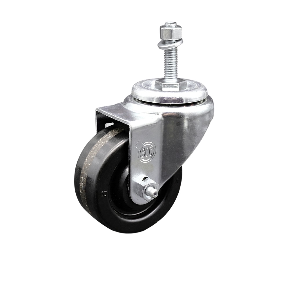 Stainless Steel Phenolic Swivel Threaded Stem Caster w/3.5" x 1.25" Black Wheel and 3/8" Stem - 300 lbs Capacity/Caster - Service Caster Brand — photo 1