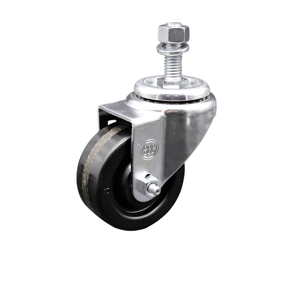 Stainless Steel Phenolic Swivel Threaded Stem Caster w/3.5" x 1.25" Black Wheel and 12MM Metric Stem - 300 lbs Capacity/Caster - Service Caster Brand — photo 1