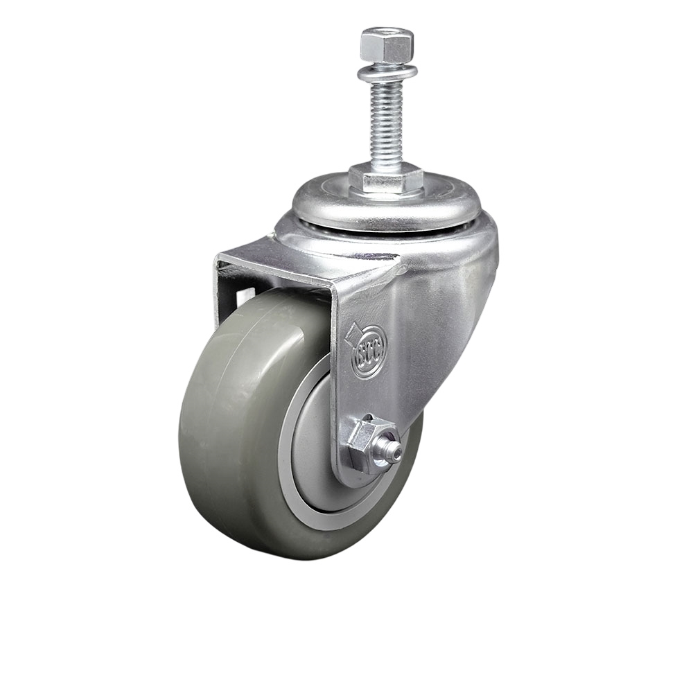 Stainless Steel Polyurethane Swivel Threaded Stem Caster w/3.5" x 1.25"  Gray Wheel and 3/8" Stem - 300 lbs Capacity/Caster - Service Caster Brand — photo 1