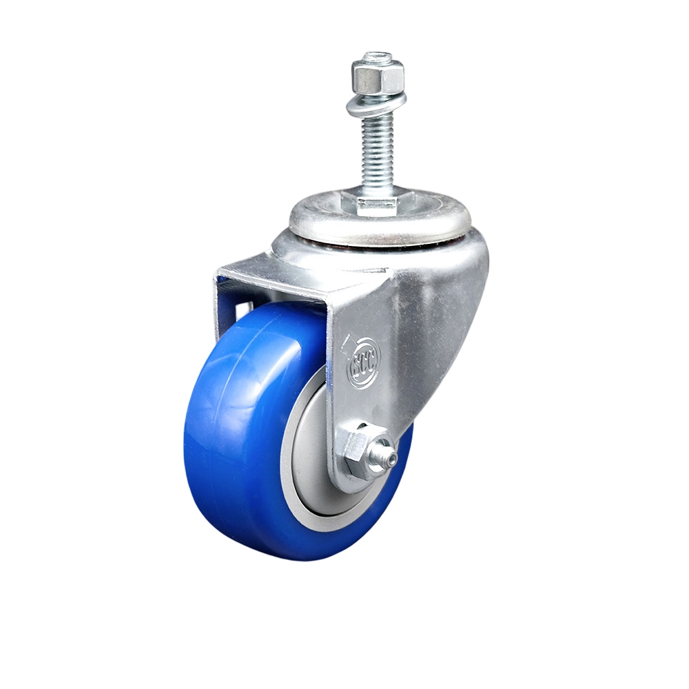 Stainless Steel Polyurethane Swivel Threaded Stem Caster w/3.5" x 1.25"  Blue Wheel and 3/8" Stem - 300 lbs Capacity/Caster - Service Caster Brand — photo 1