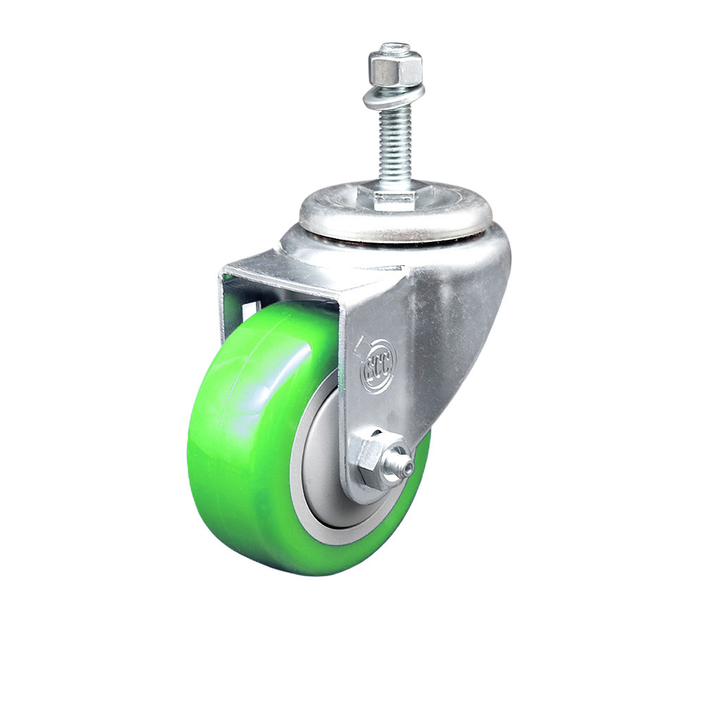 Stainless Steel Polyurethane Swivel Threaded Stem Caster w/3.5" x 1.25"  Green Wheel and 10mm Stem - 300 lbs Capacity/Caster - Service Caster Brand — photo 1