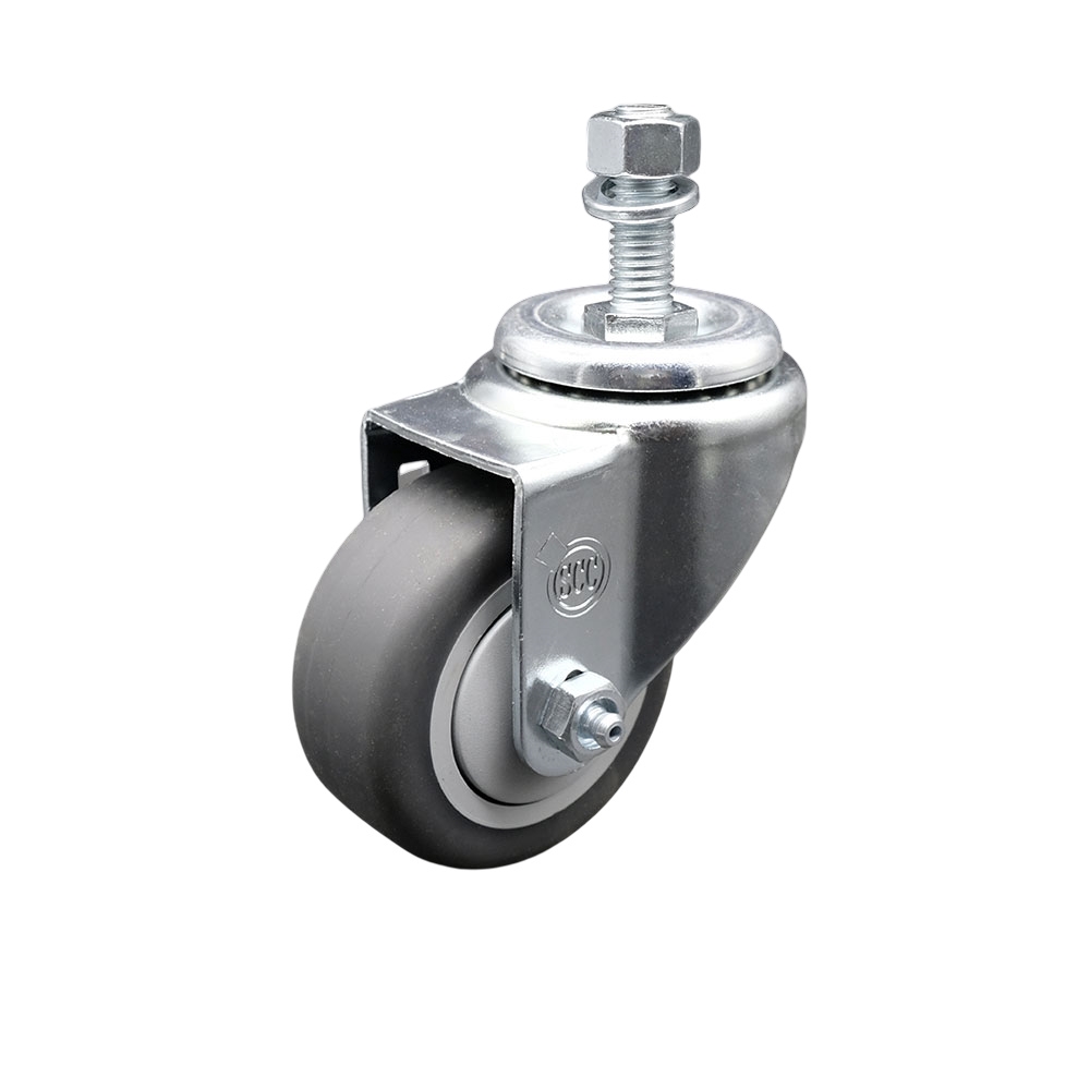 Stainless Steel Thermoplastic Rubber Swivel Threaded Stem Caster - 3.5" x 1.25" Gray Wheel and 1/2" Stem - 230 lbs Capacity/Caster - Service Caster Brand — photo 1