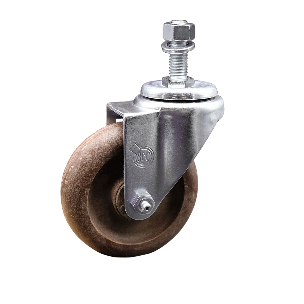 Stainless Steel High Temp Glass Filled Nylon Swivel Threaded Stem Caster w/4" x 1.25" Brown Wheel and 1/2" Stem - 350 lbs Capacity/Caster - Service Caster Brand — photo 1