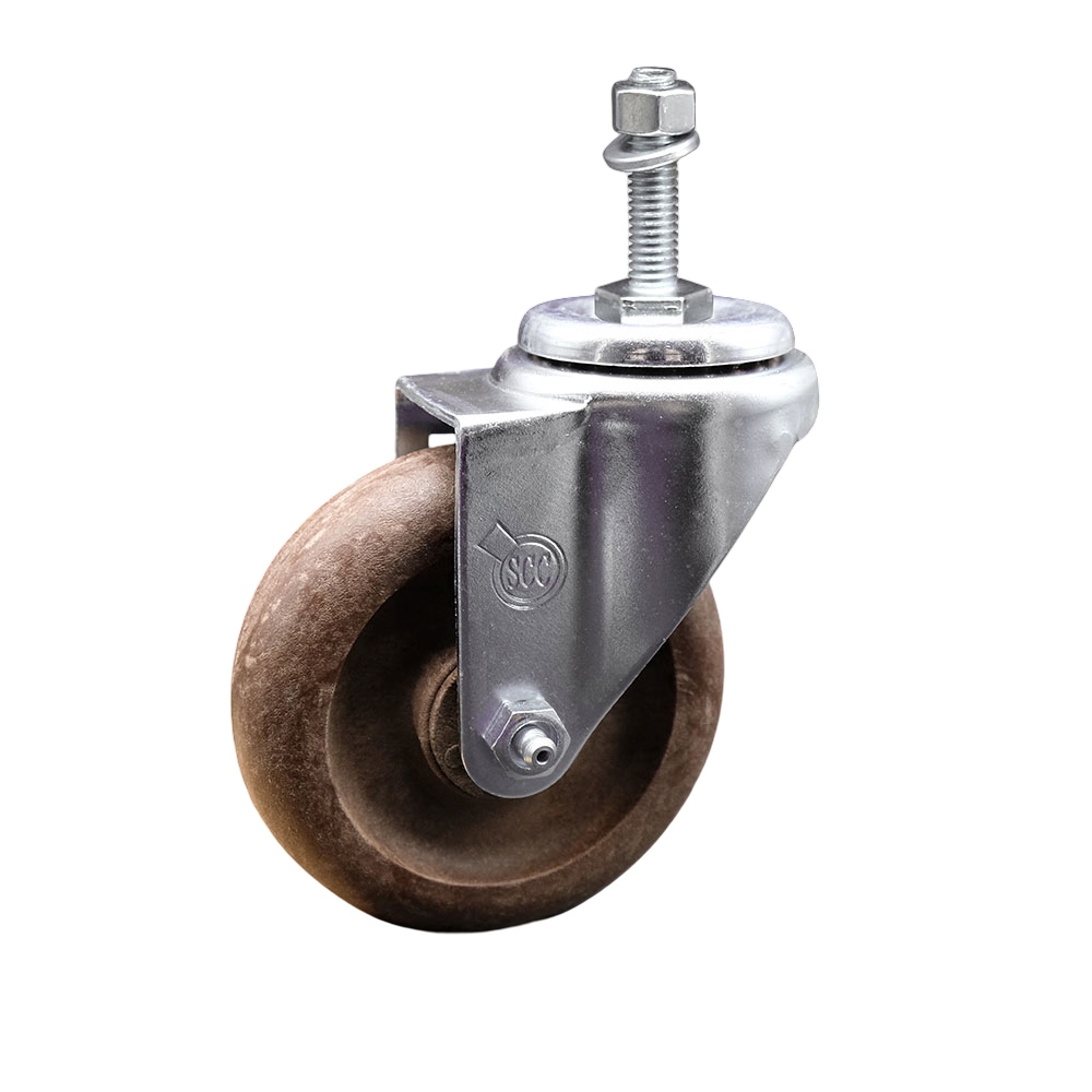 Stainless Steel High Temp Glass Filled Nylon Swivel Threaded Stem Caster w/4" x 1.25" Brown Wheel and 3/8" Stem - 350 lbs Capacity/Caster - Service Caster Brand — photo 1