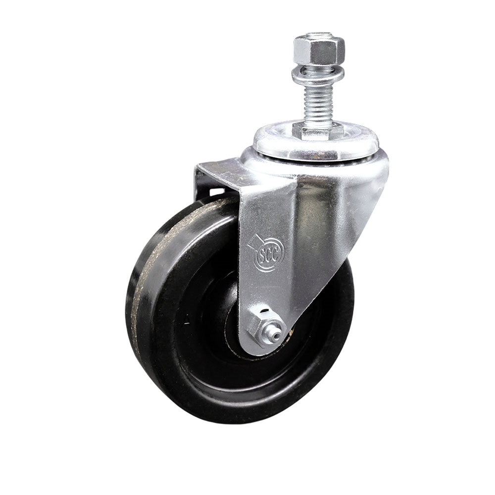 Stainless Steel Phenolic Swivel Threaded Stem Caster w/4" x 1.25" Black Wheel and 1/2" Stem - 300 lbs Capacity/Caster - Service Caster Brand — photo 1