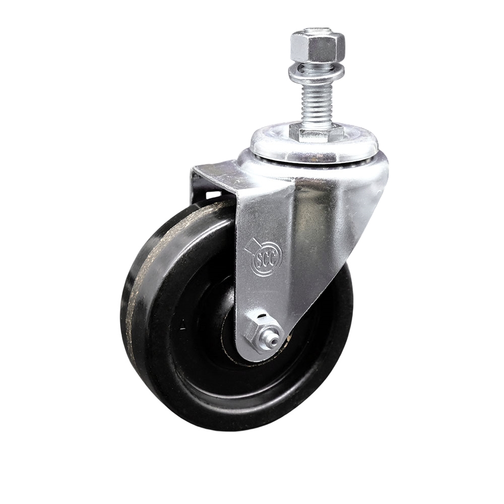 Stainless Steel Phenolic Swivel Threaded Stem Caster w/4" x 1.25" Black Wheel and 12MM Metric Stem - 300 lbs Capacity/Caster - Service Caster Brand — photo 1