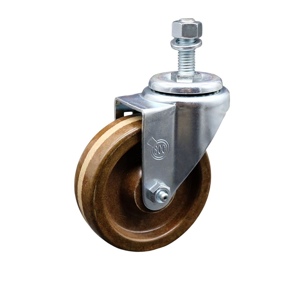 Stainless Steel High Temp Phenolic Swivel Threaded Stem Caster w/4" x 1.25" Brown Wheel and 1/2" Stem - 300 lbs Capacity/Caster - Service Caster Brand — photo 1