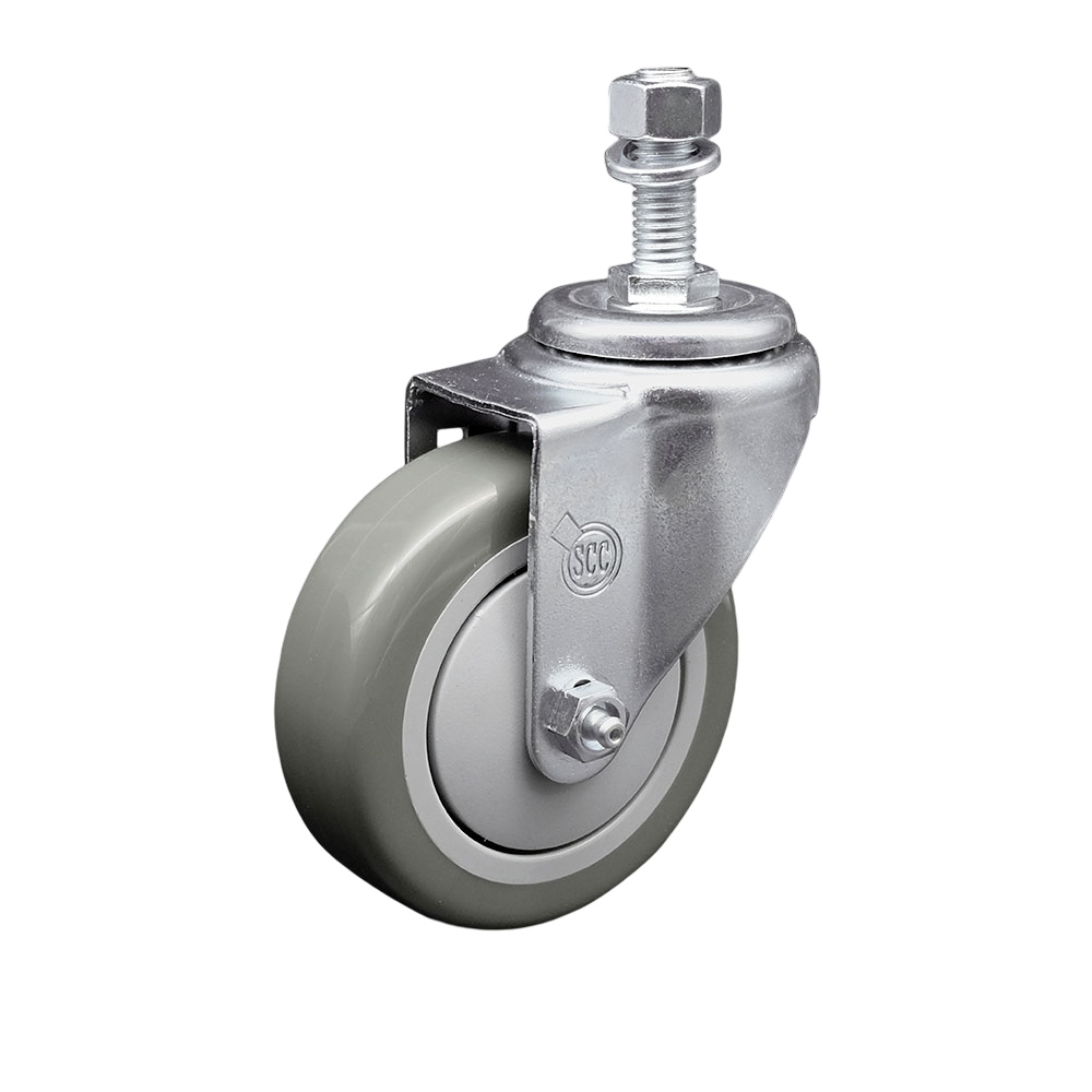 Stainless Steel Polyurethane Swivel Threaded Stem Caster w/4" x 1.25"  Gray Wheel and 1/2" Stem - 350 lbs Capacity/Caster - Service Caster Brand — photo 1