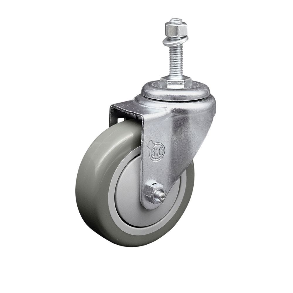 Stainless Steel Polyurethane Swivel Threaded Stem Caster w/4" x 1.25"  Gray Wheel and 3/8" Stem - 350 lbs Capacity/Caster - Service Caster Brand — photo 1