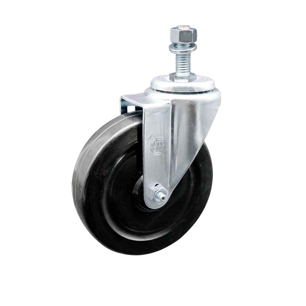 Stainless Steel Hard Rubber Swivel Threaded Stem Caster w/5" x 1.25" Black Wheel and 1/2" Stem - 300 lbs Capacity/Caster - Service Caster Brand — photo 1