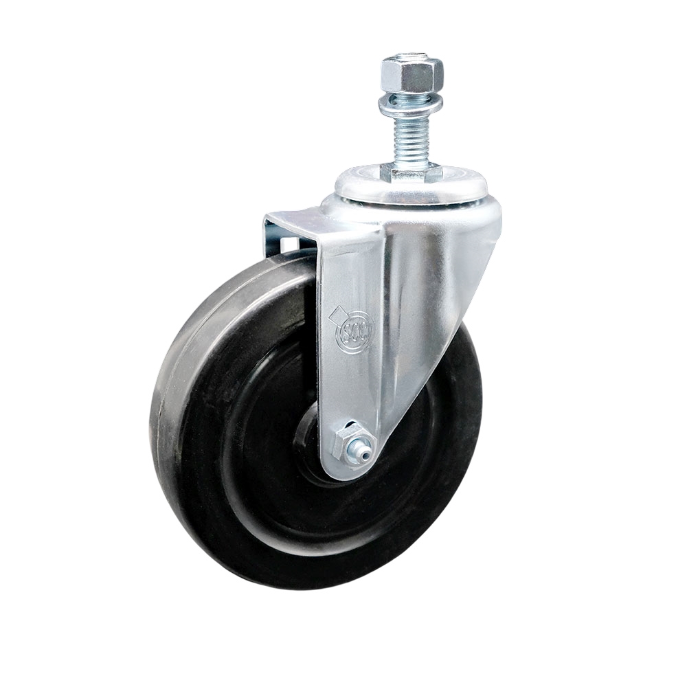 Stainless Steel Hard Rubber Swivel Threaded Stem Caster w/5" x 1.25" Black Wheel and 12MM Metric Stem - 300 lbs Capacity/Caster - Service Caster Brand — photo 1