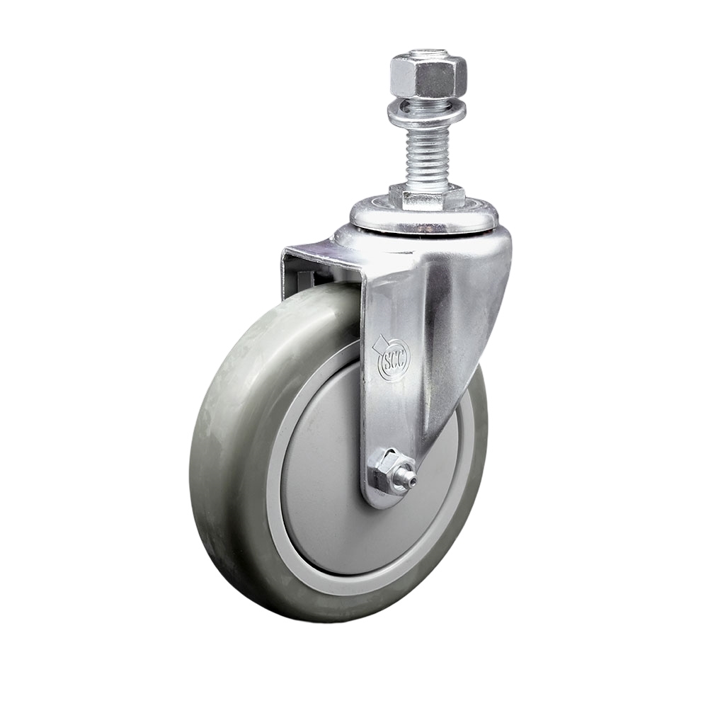 Stainless Steel Polyurethane Swivel Threaded Stem Caster w/5" x 1.25"  Gray Wheel and 12mm Stem - 350 lbs Capacity/Caster - Service Caster Brand — photo 1