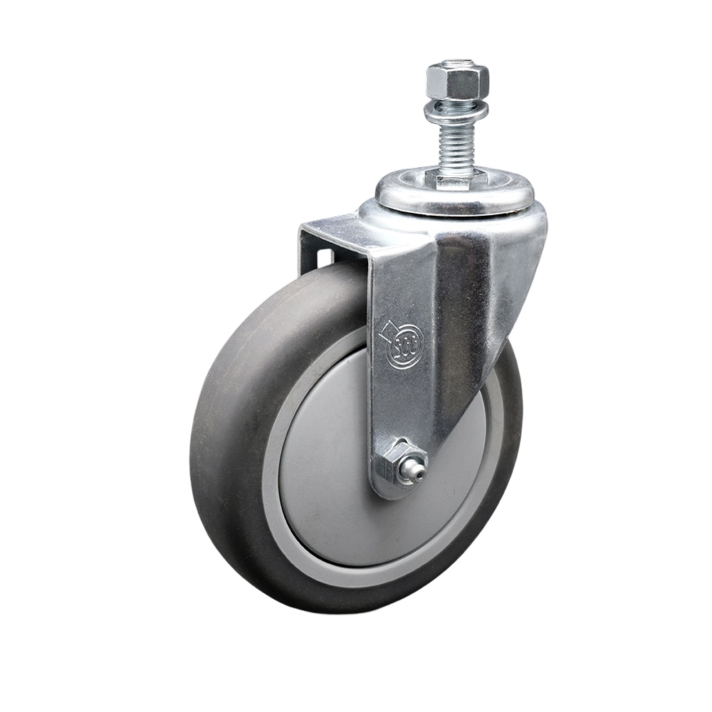 Stainless Steel Thermoplastic Rubber Swivel Threaded Stem Caster - 5" x 1.25" Gray Wheel and 1/2" Stem - 300 lbs Capacity/Caster - Service Caster Brand — photo 1