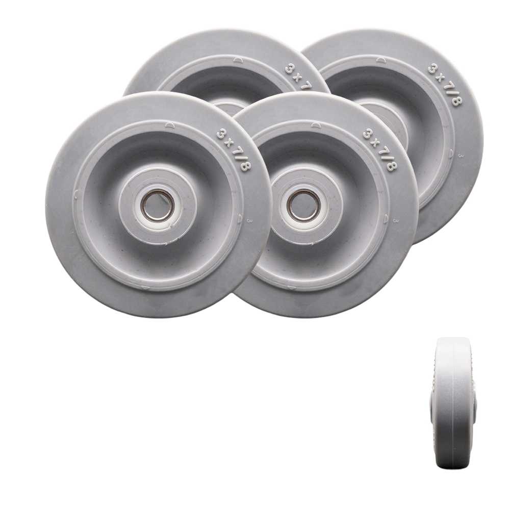Nobles/Tennant Scrubber Guide Bumper Wheel Replacement – 3” x 7/8” Thermoplastic Rubber Tread Wheel Only – 500 lbs. Total Capacity – 5/16” Metal Bushings Included – Set of 4 – Service Caster Brand — photo 1