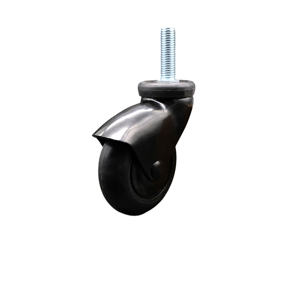 3 Inch Swivel Caster Wheels for Furniture - Black Hooded Neoprene Rubber Wheel with 3/8 Inch - 16 TPI x 1-1/2 Inch Threaded Stem - 110 lbs. Per Caster - Service Caster Brand — photo 1