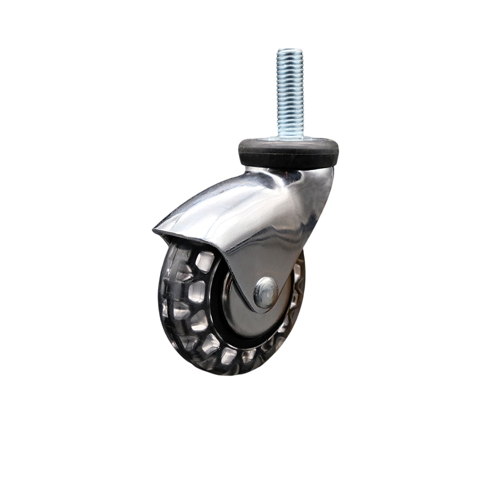 3 Inch Swivel Caster Wheels for Furniture - Bright Chrome Hooded Polyurethane Wheel with 5/16 Inch - 18 TPI x 1 Inch Threaded Stem - 120 lbs. Per Caster - Service Caster Brand — photo 1