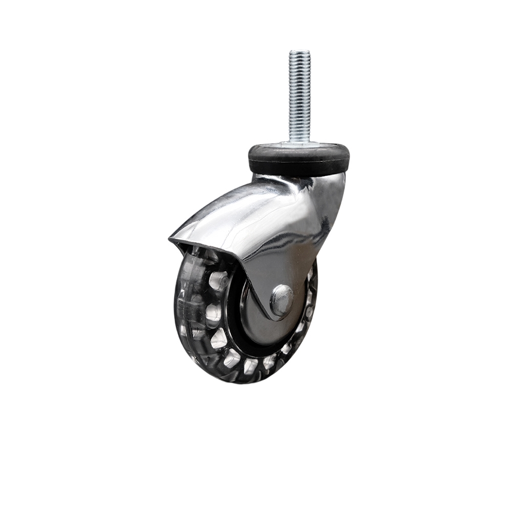 3 Inch Swivel Caster Wheels for Furniture - Bright Chrome Hooded Polyurethane Wheel with 10mm - 1.50 x 1-1/2 Inch Metric Threaded Stem - 120 lbs. Per Caster - Service Caster Brand — photo 1