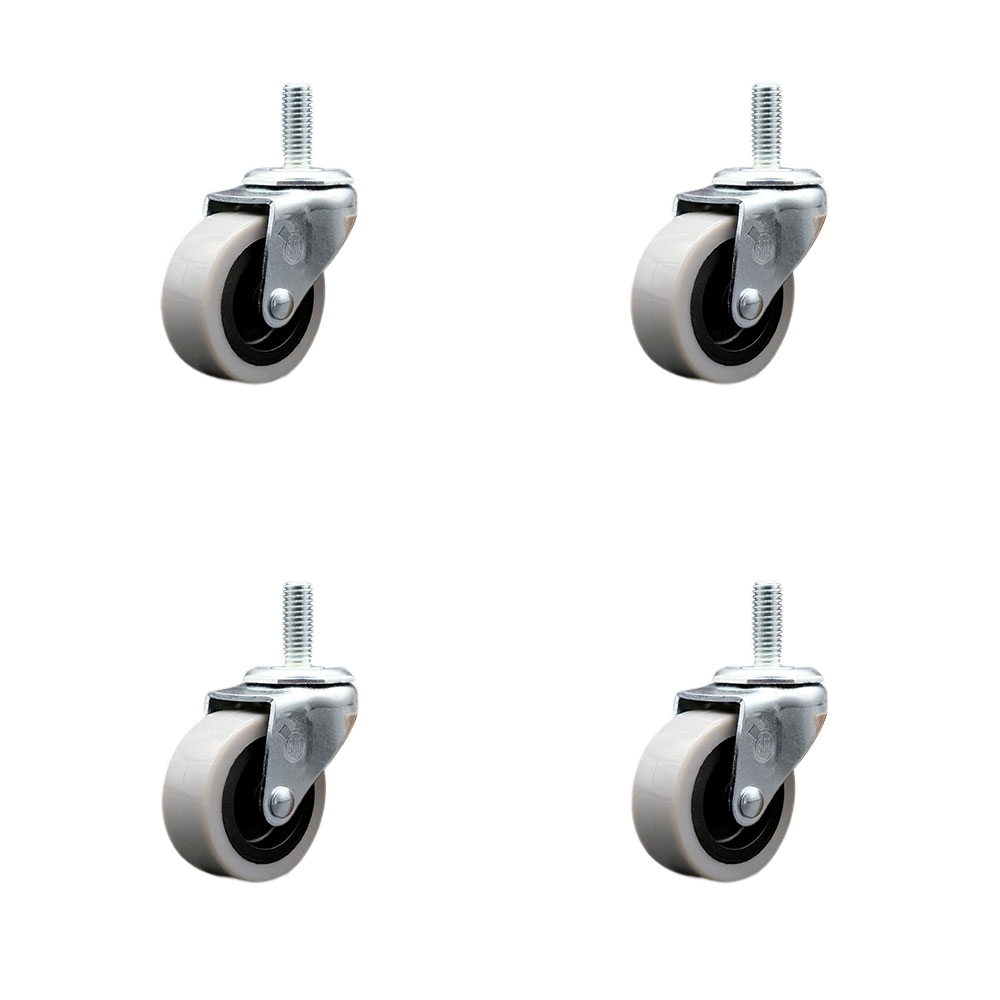 2 Inch Swivel Thermoplastic Rubber Caster Wheels and 1/2 Inch - 13 TPI x 1.5 Inch Threaded Stem Casters - 320 lbs. Total Capacity - Set of 4 - Service Caster Brand — photo 1